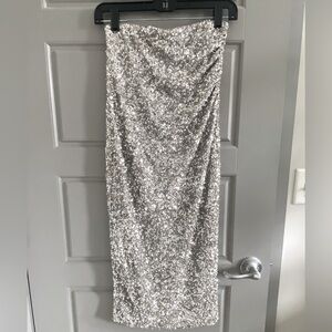 High waisted sequin midi skirt